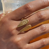 Angel wing ring Adjustable 18K GP