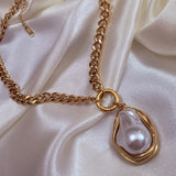 Hailey Pearl drop 18K gold plated Cuban Necklace