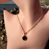Black circle clover 18K GP
