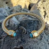 Turquoise Gold Cuff Twist Bangle