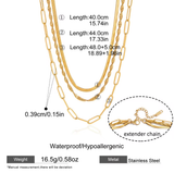 3 Layered in paperclip, twisted, & herringbone 18K GP