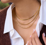 3 Layered in paperclip, twisted, & herringbone 18K GP