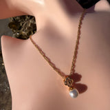 Mini clover pearl Necklace 18K GP