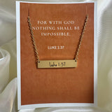 Luke 1:37 Gold Bar Necklace