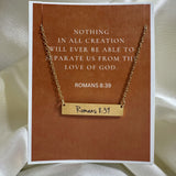 Romans 8:39 Gold Bar Necklace
