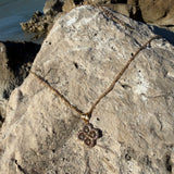 Four-leaf Clover embossed CZ 18K GP