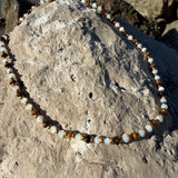 Natural Tiger eye with fresh water pearl necklace