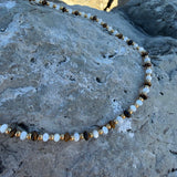 Natural Tiger eye with fresh water pearl necklace