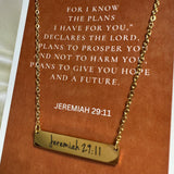 Jeremiah 29:11 gold bar necklace