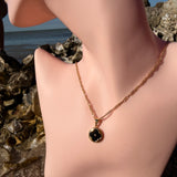 Black circle clover 18K GP