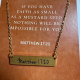 Matthew 17:20 Gold Bar Necklace
