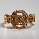 Adjustable 18K GP Money coin CZ stone Ring