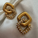 Christine Interlocked loops white crystal studs earrings