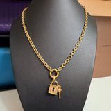 Ophelia charm necklace with Pave Lock & key charm