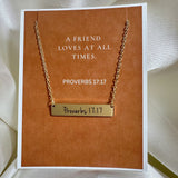 Proverbs 17:17 Gold Bar Necklace