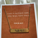 Psalm 46:5 gold bar necklace