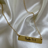 Psalm 91:4 gold bar necklace
