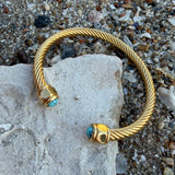 Turquoise Gold Cuff Twist Bangle