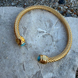 Turquoise Gold Cuff Twist Bangle