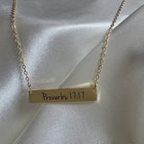 Proverbs 17:17 Gold Bar Necklace