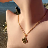 Four-leaf Clover embossed CZ 18K GP