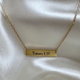 Romans 8:39 Gold Bar Necklace