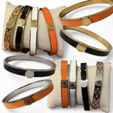 Raffia colored enamel Bangle (gold/silver)