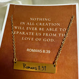 Romans 8:39 Gold Bar Necklace