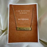 Matthew 28:20 Gold Bar Necklace