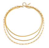 3 Layered in paperclip, twisted, & herringbone 18K GP