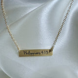Philippians 4:13 Gold Bar Necklace