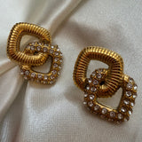 Christine Interlocked loops white crystal studs earrings
