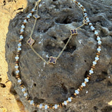 Natural Tiger eye with fresh water pearl necklace