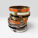 Raffia colored enamel Bangle (gold/silver)