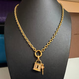 Ophelia charm necklace with Pave Lock & key charm