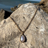 Pearl Tear drop gold necklace 18K GP