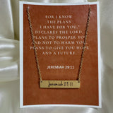Jeremiah 29:11 gold bar necklace