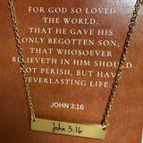 John 3:16 gold bar necklace