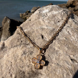 Four-leaf clover with pavé crystals CZ 18K GP