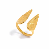 Angel wing ring Adjustable 18K GP