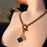 Green clover charm necklace 18”
