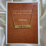 Psalm 46:5 gold bar necklace
