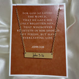 John 3:16 gold bar necklace