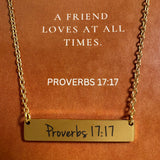 Proverbs 17:17 Gold Bar Necklace
