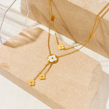 The perfect lay clover flower necklace mother of pearl