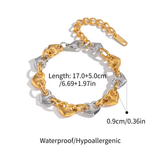 Heart Mariner Chain link bracelet two-toned
