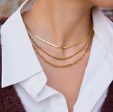 3 Layered in paperclip, twisted, & herringbone 18K GP