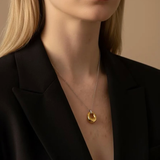 Classic Two-tone hollow geometric necklace