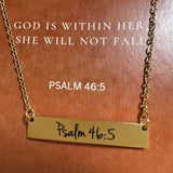 Psalm 46:5 gold bar necklace