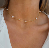 Victoria dainty 18k gold plated fresh water pearl necklace